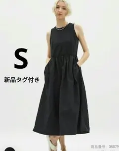 GU【新品】テックコンビネーションワンピース　ノースリーブ　ブラック