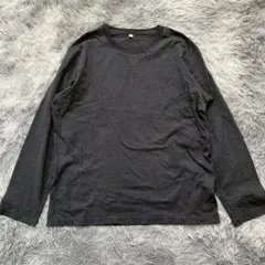 美品✨【UNIQLO】ダークグレー 長袖カットソー (L) 大きいサイズ 綿