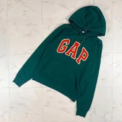 美品 GAP ロゴワッペンフーディーパーカー グリーン サイズXS*GC827