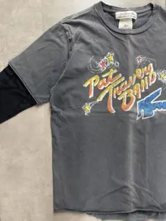 Pat Travers Band プリントTシャツ レイヤード7分袖 グレー