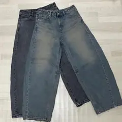 GU バレルレッグジーンズ　レディース　L セット　ブルー　ブラック