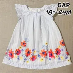 美品　GAP 花柄　ストライプワンピース　90 95