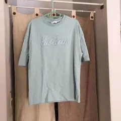H&M 刺繍ロゴ入り　Ｔシャツ アイスグリーン　ライムグリーン