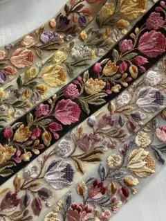 インド刺繍リボン 50cmカット 5本セット SALE インドリボン 刺繍