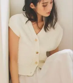 フレイアイディー　ノースリコットンニットジレ