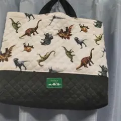 恐竜柄キルティング　レッスンバッグ