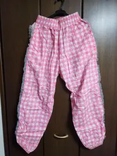 ピンクチェックフリルラインパンツ