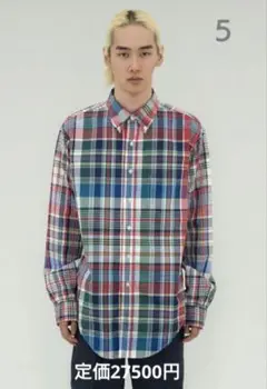 新品 シオタ Ciota Madras B.D Shirt Red 5
