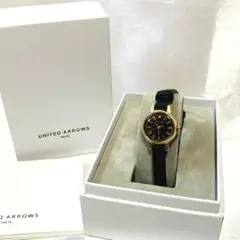 ユナイテッドアローズ レディース 腕時計 GP 革ベルト 黒文字盤 箱付 稼働品