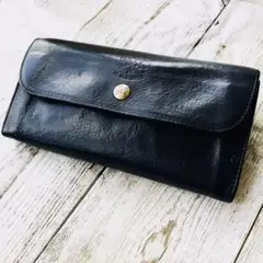 【IL BISONTE〈イルビゾンテ〉長財布】ロングウォレット ネイビー シボ革