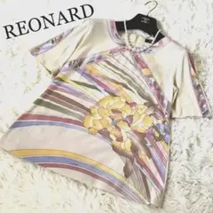 美品✨ レオナール カンカン素材 半袖カットソー トリム 百合 アイボリー M