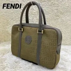 【FENDI】ハンドバッグ キャンバス カーキ ズッカ柄 自立 A4サイズ
