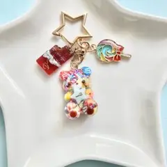 No.013 キャンディーベア　星　チョコレート　レジンキーホルダー