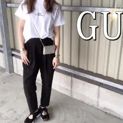 GUイージードレープタックパンツ（M）黒　ウエストゴム