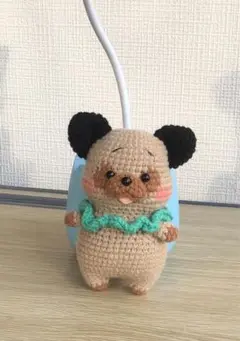 可愛い犬のあみぐるみキーホルダー付き