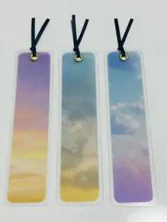 NO.17 ハンドメイド　しおり　空模様　3枚セット