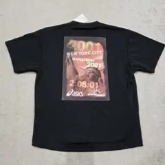 【未使用】asics　アシックス　ニューヨークシティマラソン　Tシャツ　L　黒