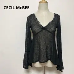 CECIL McBEE セシルマクビー ビジュー付きトップス M ブラック