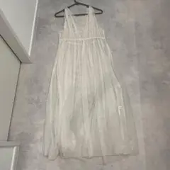 ホワイト シースルー ノースリーブワンピース