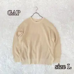 GAP クルーネック　コットン100%ニット　プルオーバー（L）ナチュラル