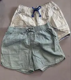 【GAP 】ハーフパンツ 2枚セット ストライプ・デニム風 水着の上などに