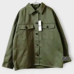 試着のみ GU オーバーサイズジャケット カーキ ゆったりサイズ ベルト付き