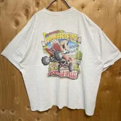 ギルダン チキン レース グレー 車 キャラ 3XL Tシャツ 半袖 USA古着