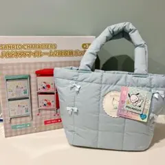 ポチャッコ⭐️２段収納ボックス&推し活トートバッグ　ブルー　水色　内側5つポケット