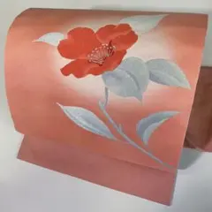 【春】13295f 九寸名古屋帯 銀糸 花文様