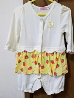 e-baby フリル付き イチゴ柄黄色 80㎝