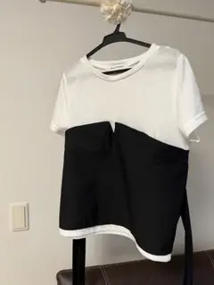 ホワイト/ブラック カラーコンビ Tシャツ
