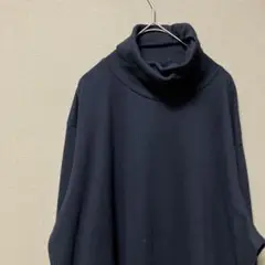 ミスターマックス　ハイネック長袖カットソー(３Ｌ)ネイビー無地　なめらか大きめ