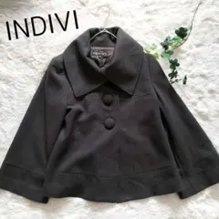 【高級アンゴラ羊毛】INDIVI インディヴィ ポンチョ ケープ38Mブラウン