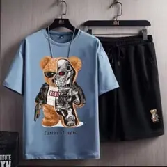 ❤️❤️メンズTシャツ上下クマロボサイズ ★新品未使用★ ❤️❤️ L 青