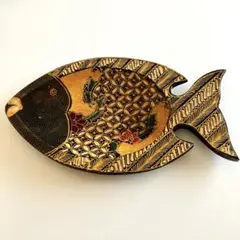 バティック 木製トレイ 魚型