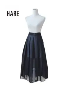新品　HARE ハレ　ドッキング　配色　シアー　プリーツ　ロングスカート