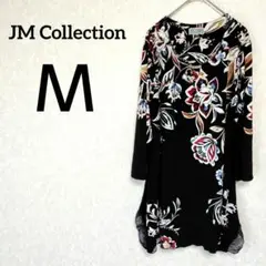一点物✨JM Collection【Ｍ】 フラワープリント チュニック ブラック