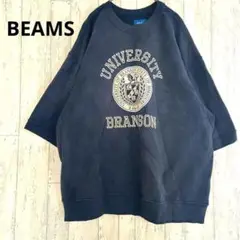 ビームス BEAMS プリント ルーズ 半袖 スウェット【M】メンズ ネイビー