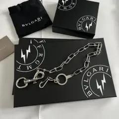 【未使用保管品】BVLGARI ウォレットチェーン　グレー　マット　シルバー ステンレス ウォレットチェーン シルバー メンズ 財布 ロープ