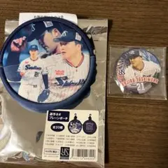 東京ヤクルトスワローズ 吉村貢司郎 ポーチ 缶バッジ