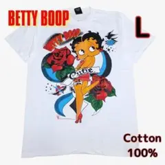 Tシャツ L BETTY BOOP ベティちゃん バラビッグプリント 白 新品