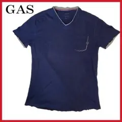 GAS ガス　VネックTシャツ　ネイビー　イタリアTシャツ
