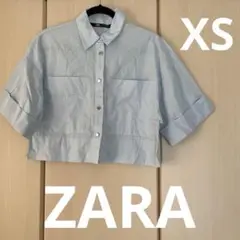 ZARA 水色 クロップドシャツ XS 半袖
