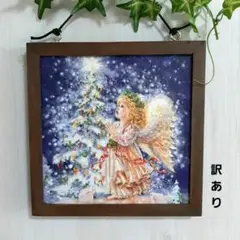 デコパージュ。インテリアボード。壁飾り。天使とXmasリースのリバーシブル