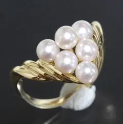 タサキ 田崎真珠 TASAKI パール 6P リング 10号 K18 4.1g