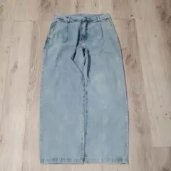 ワイドパンツ ライトブルー デニム ワイドレッグパンツ WYM