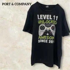 PORT & COMPANY Tシャツ 半袖 ブラック プリントTシャツ
