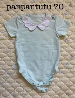 【美品】panpantutu 半袖ロンパース　70 エメラルドグリーン