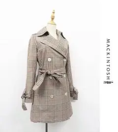 B172/英国製 MACKINTOSH ハーフコート チェック XS M相当