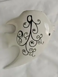 魚型陶器 絵付け用品 ホワイト ブラック
